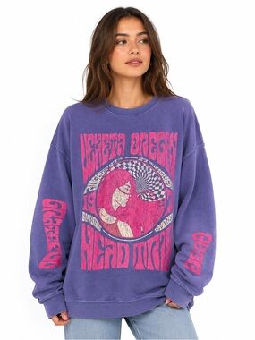 Grateful Dead Purple Crewneck Sweatshirt with Pink Graphic